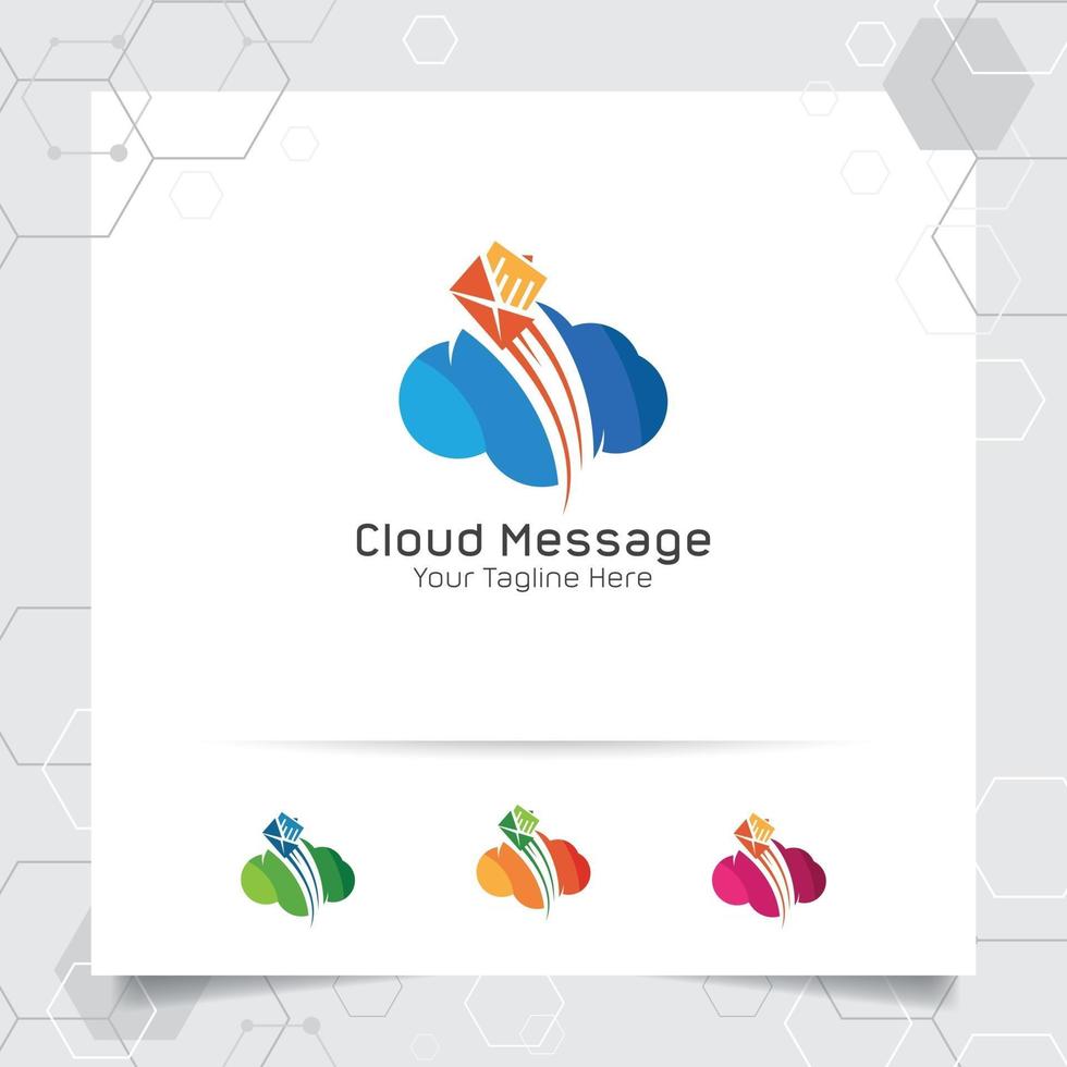 moln logotyp vektor design med begreppet e-post och meddelande ikon