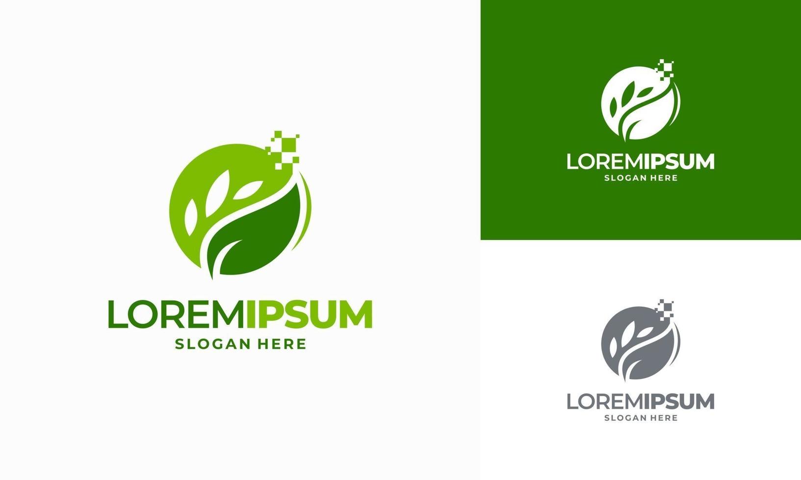 Logoschablonendesign für digitale Landwirtschaft, grünes Technologielogo vektor