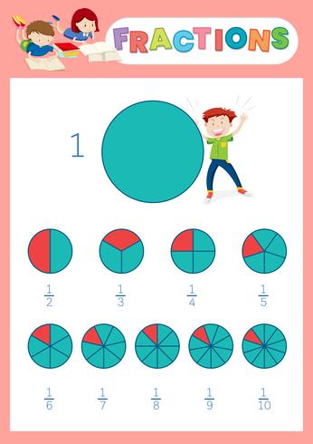 Ein mathematisches Fraktionsarbeitsblatt vektor