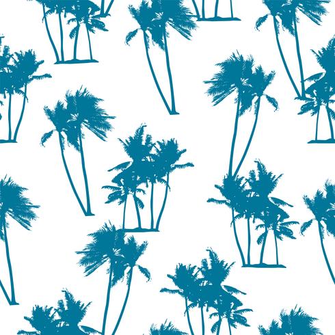 Seamless exotiskt mönster med palmer silhuetter. vektor