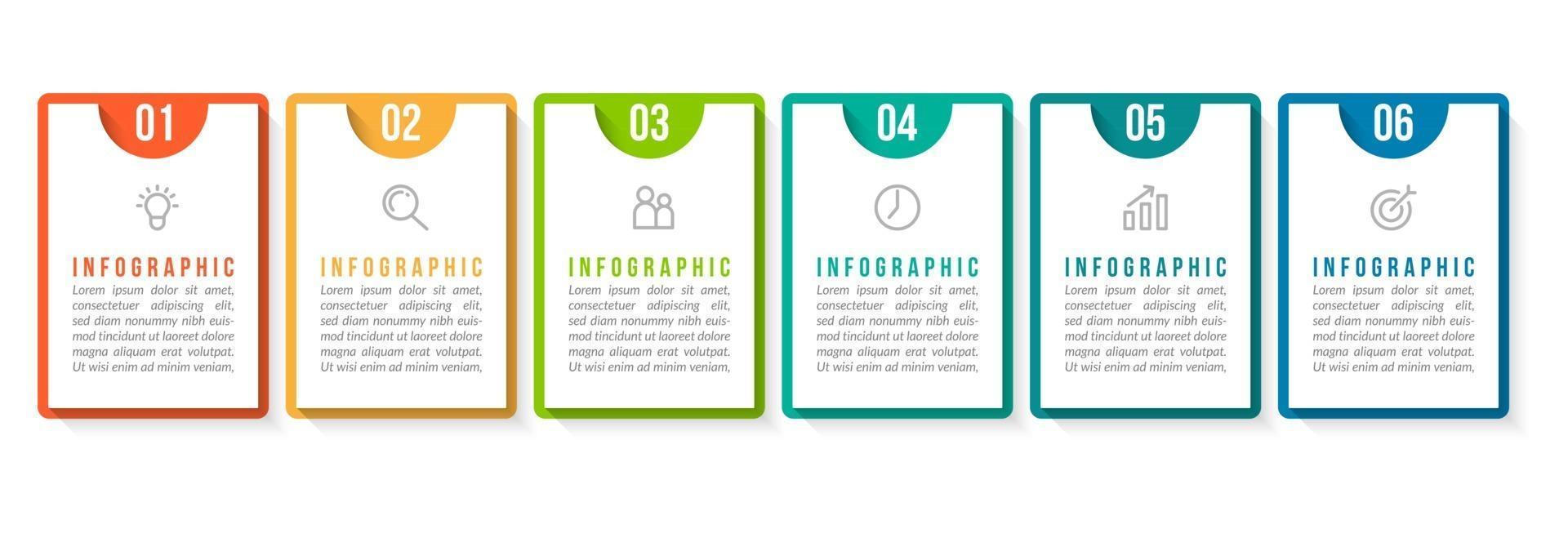 enkla 6 steg infographic formgivningsmall vektor