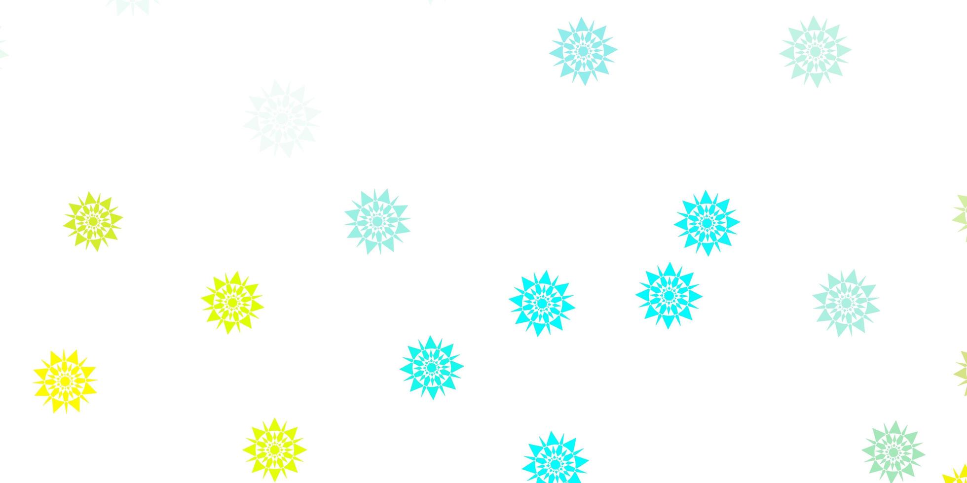 hellblaue, gelbe Vektorschablone mit Eisschneeflocken. vektor
