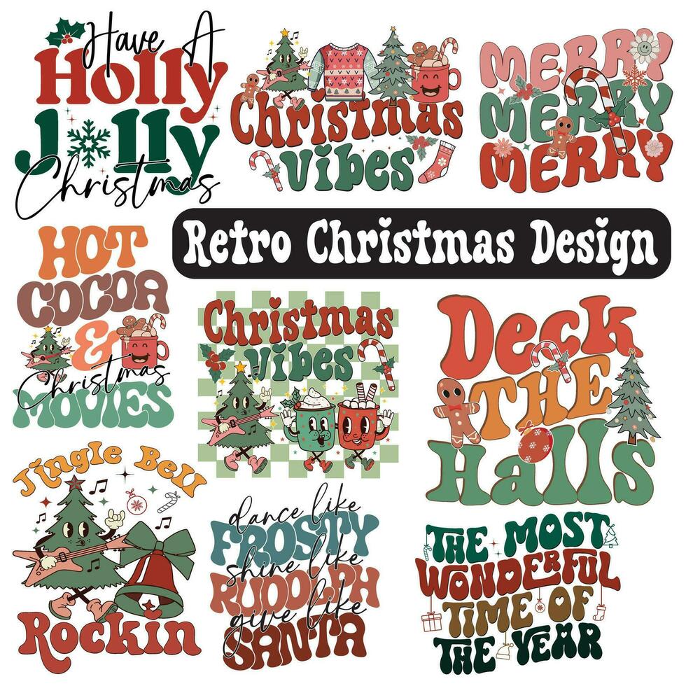 retro Weihnachten Design, retro Weihnachten svg Design, retro Weihnachten Design bündeln, Weihnachten Vektor