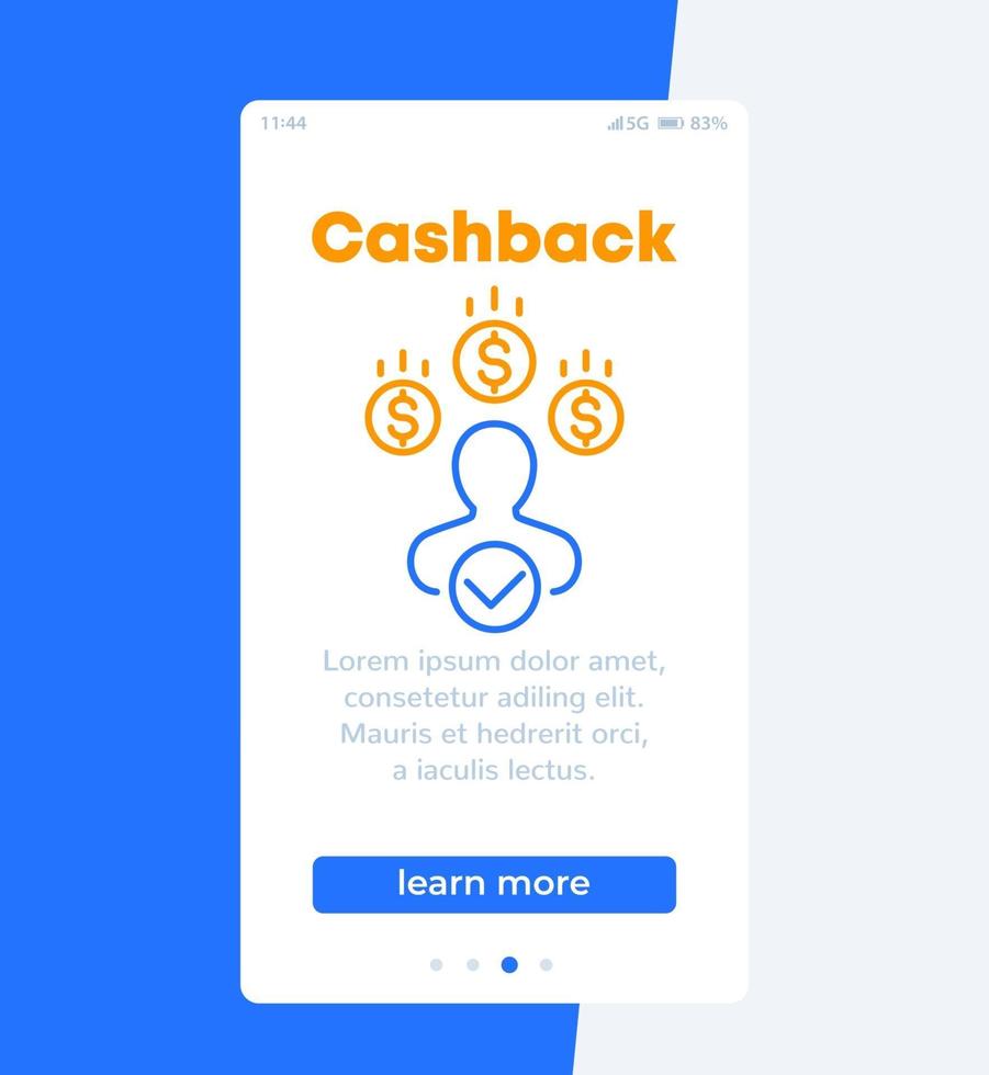 cashback-banner, mobil vektordesign vektor