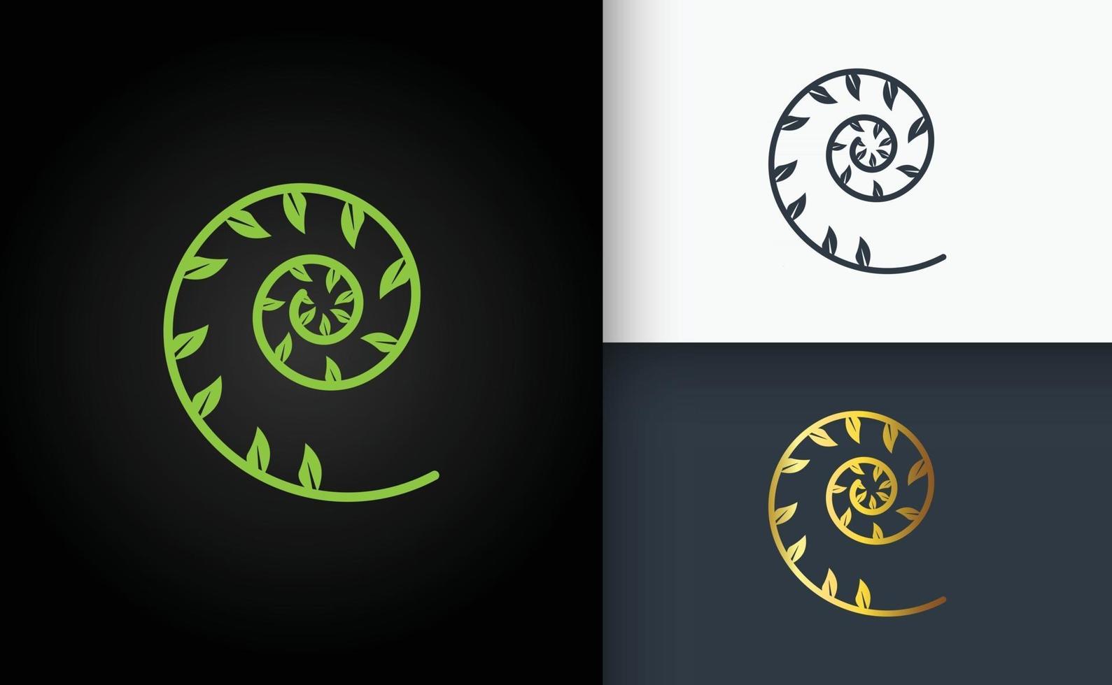natürliches Logodesign grün goldenes und schwarzes Blatt vektor