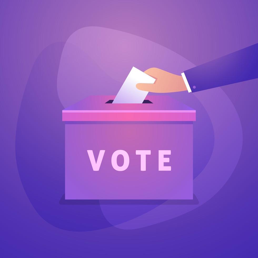 Hand legt Abstimmungsbulletin in Abstimmungsbox. Wahlkonzept. vektor