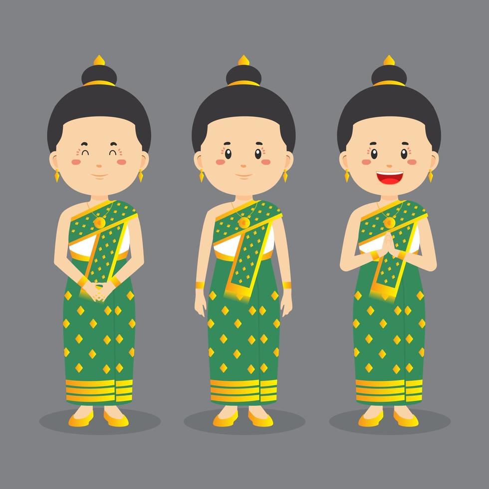 laos charakter mit verschiedenen ausdruck vektor