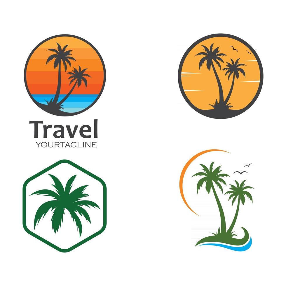 Palmensymbol der Sommer- und Reiselogo-Vektorillustration vektor