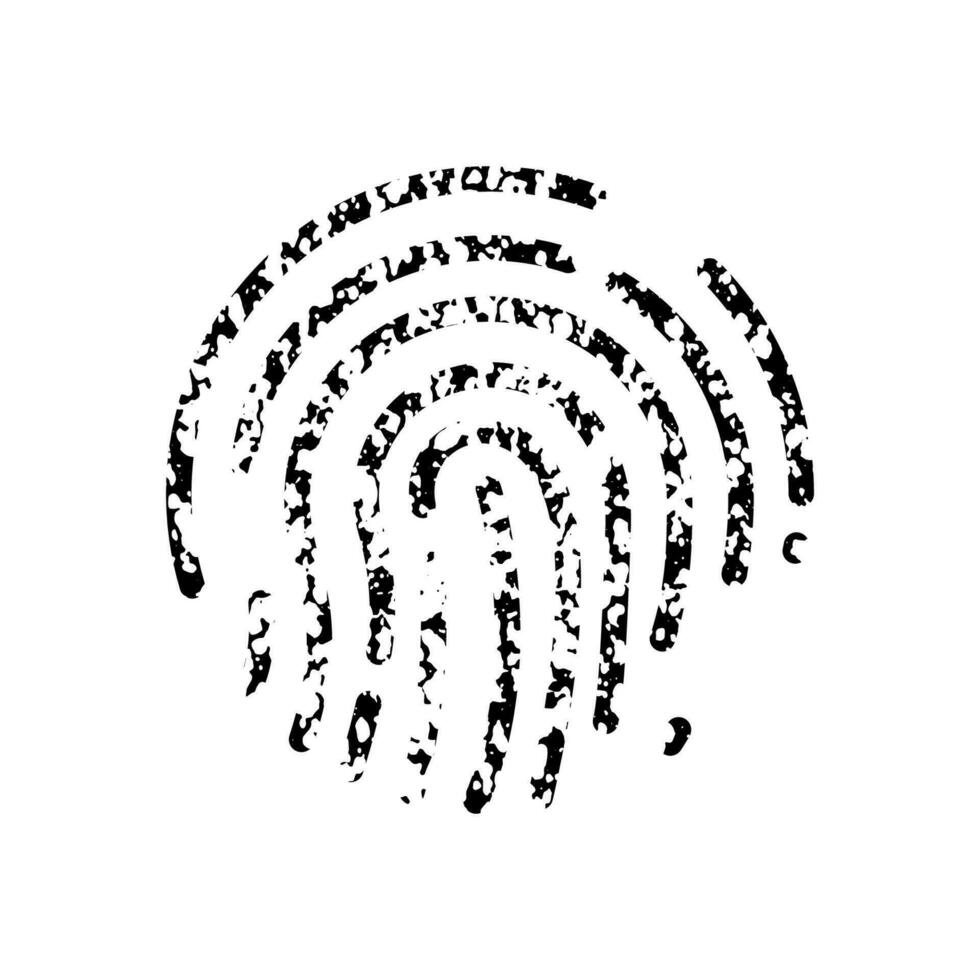 finger skriva ut piktogram. tumavtryck, fingeravtryck tecken. id symbol. biometrisk Identifiering silhuett ikon. unik mänsklig avtryck. säkerhet och skydd, säker Lösenord. isolerat vektor illustration.