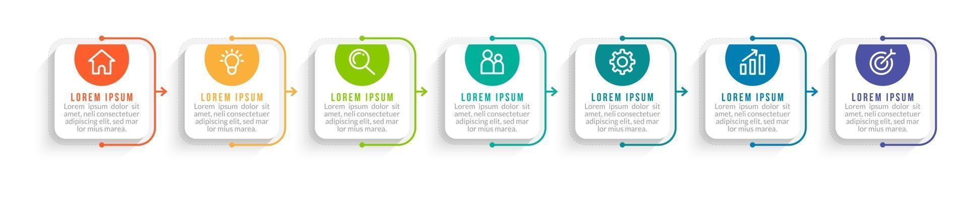 Infografik-Design mit Symbolen und 7 Optionen vektor