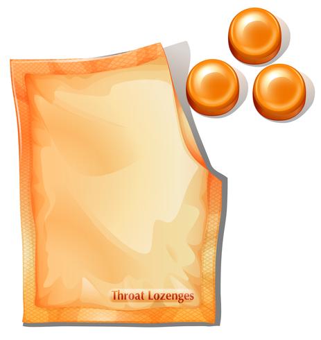 Eine Packung orangefarbene Halspastillen vektor