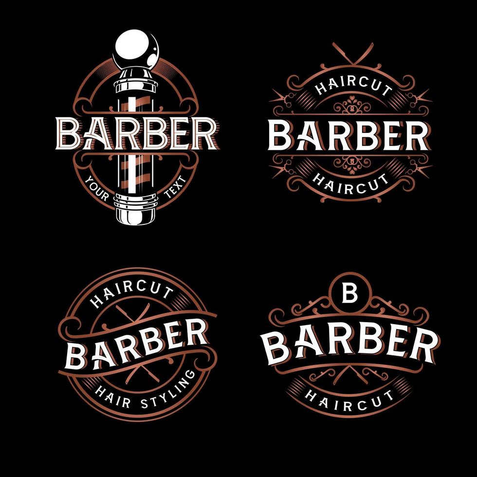 bunt barbershop logo design vintage bokstäver illustration vektor