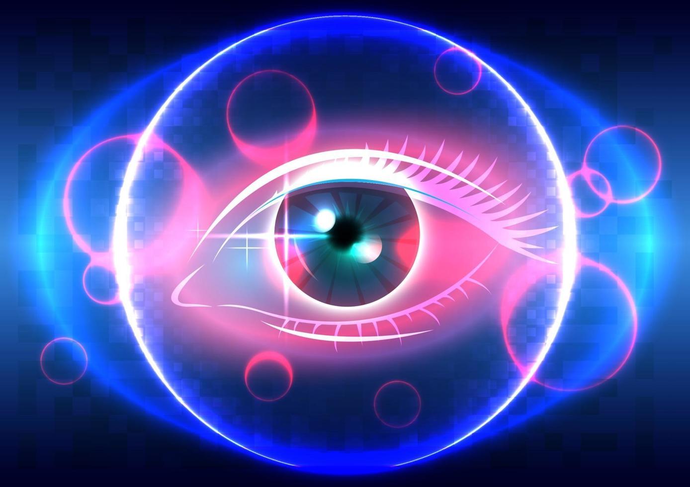 Science-Fiction-Schnittstelle. futuristische Technologie des leuchtenden Auges Cyber vektor