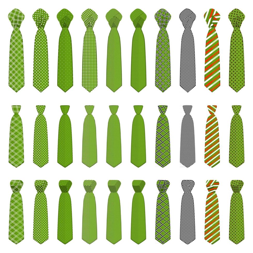 großes Set Krawatten verschiedene Typen, Krawatten verschiedene Größen vektor