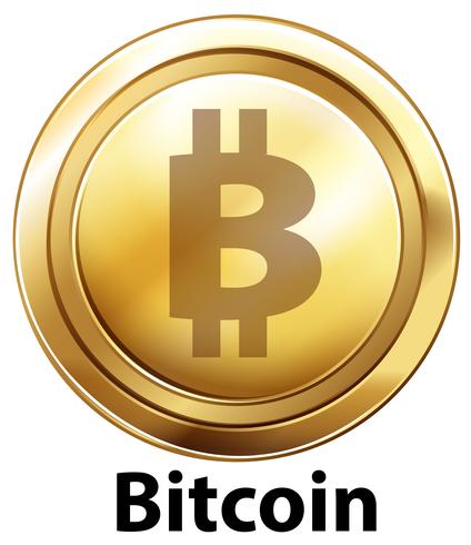 Bitcoin mit goldener Münze auf weißem Hintergrund vektor