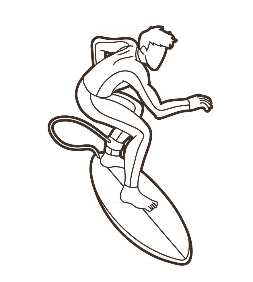 Cartoon Mann Surfer Surfsport vektor