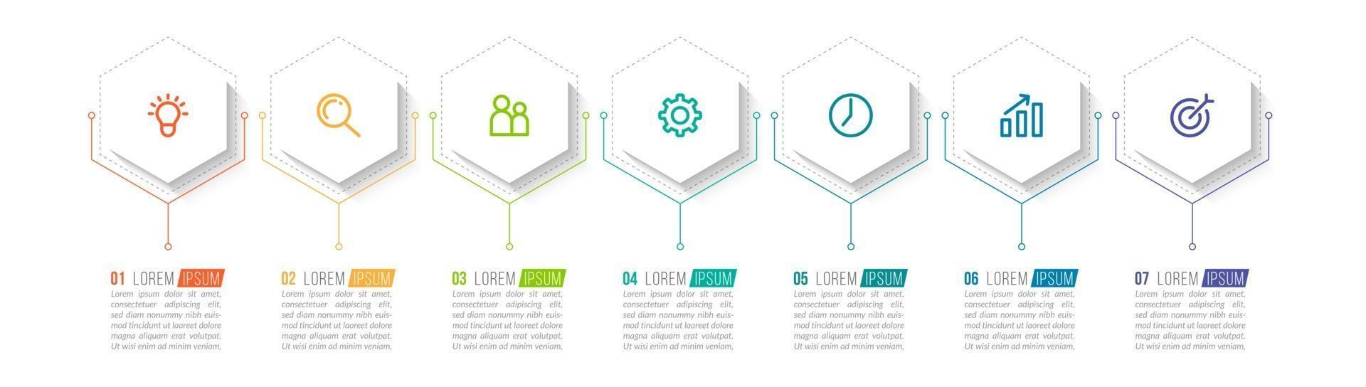 infographic designmall med ikoner och 7 alternativ eller steg vektor