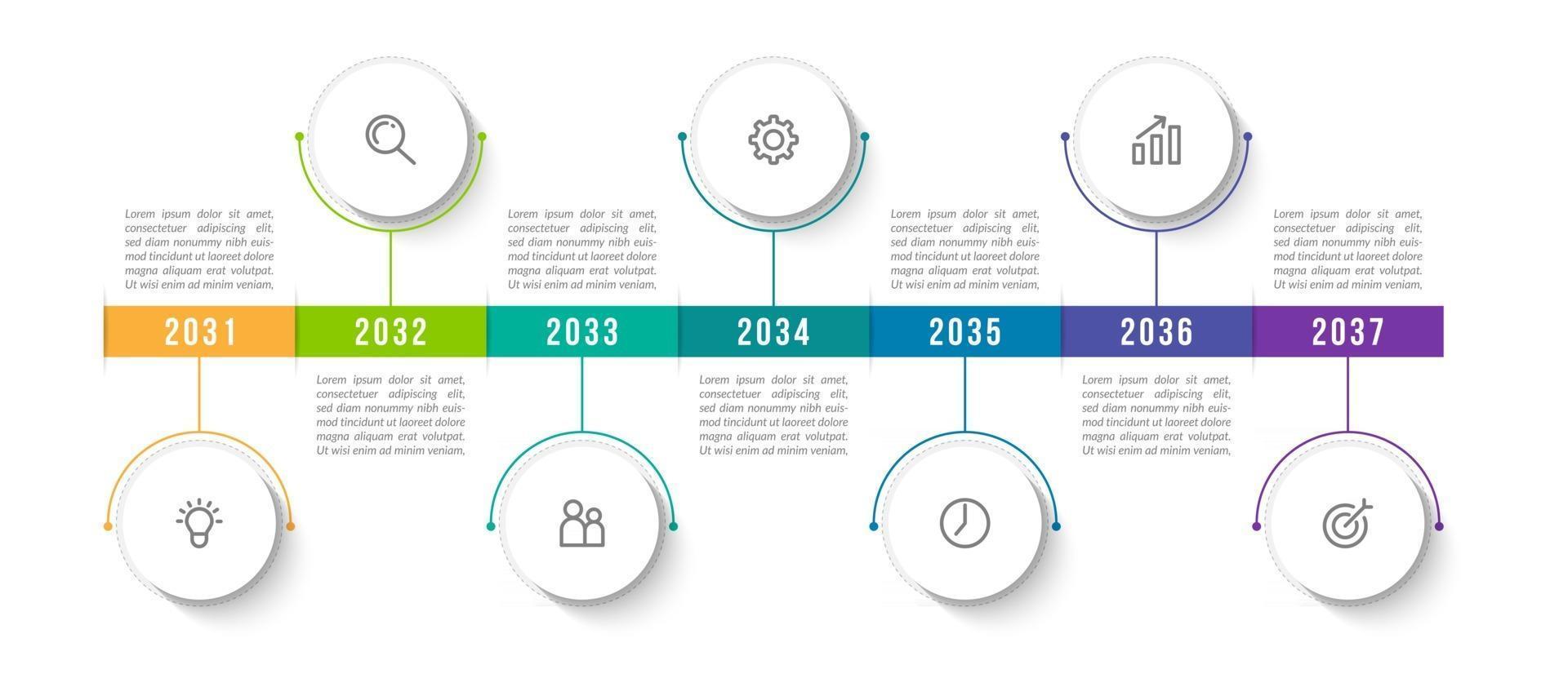 minimal infografik med 7 steg vektor