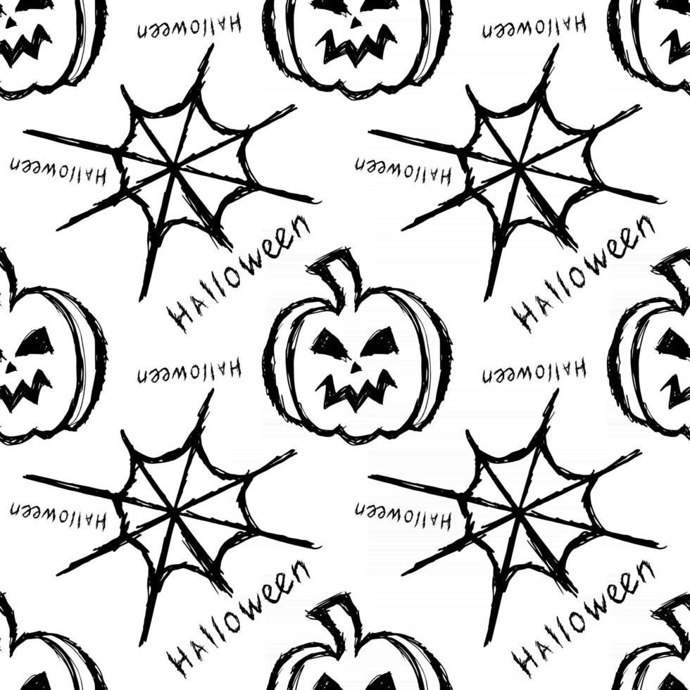 halloween sömlösa mönster med pumpa och spindelnät vektor