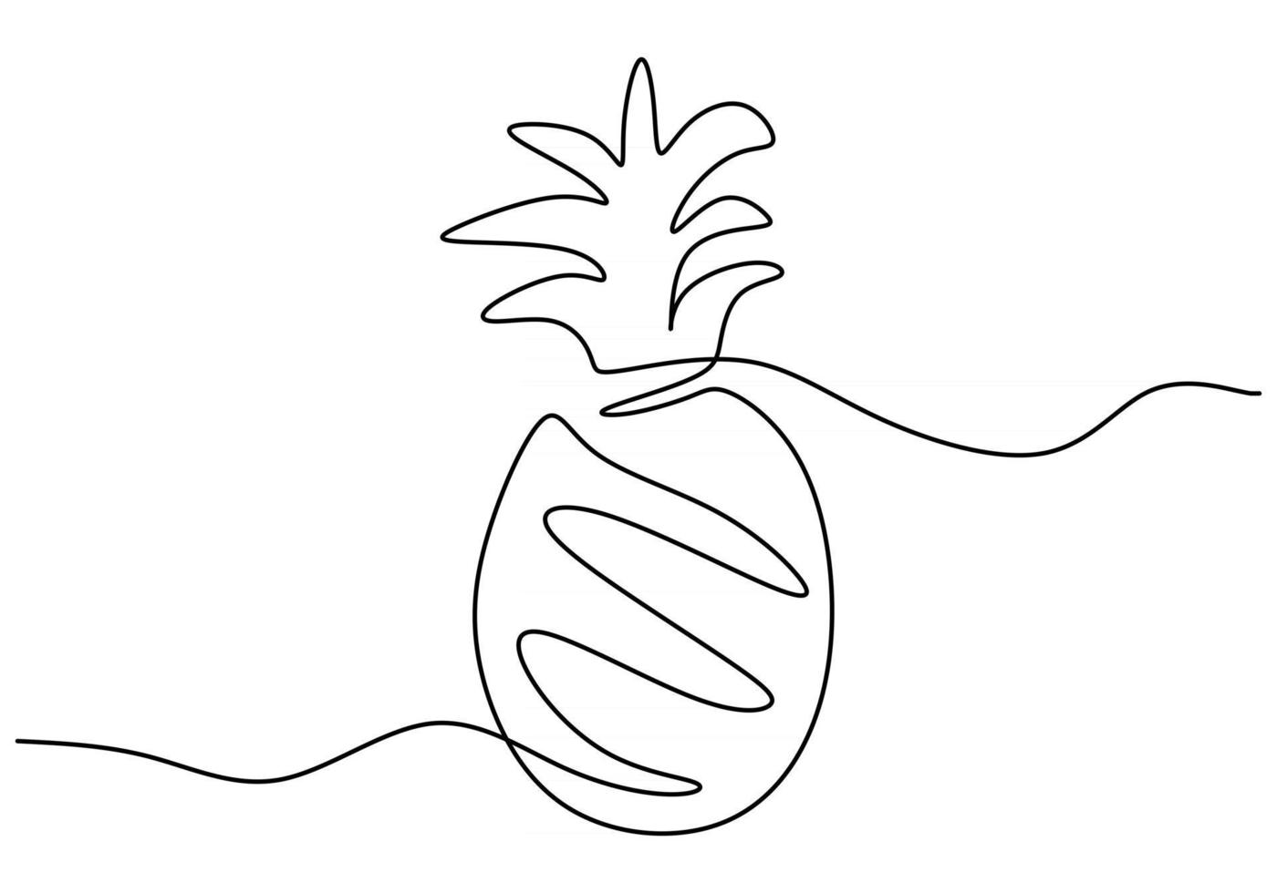 eine durchgehende Strichzeichnung von Ananas handgezeichnete minimalistische Linie vektor