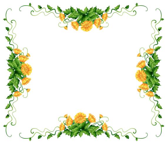 Ramdesign med gula blommor vektor