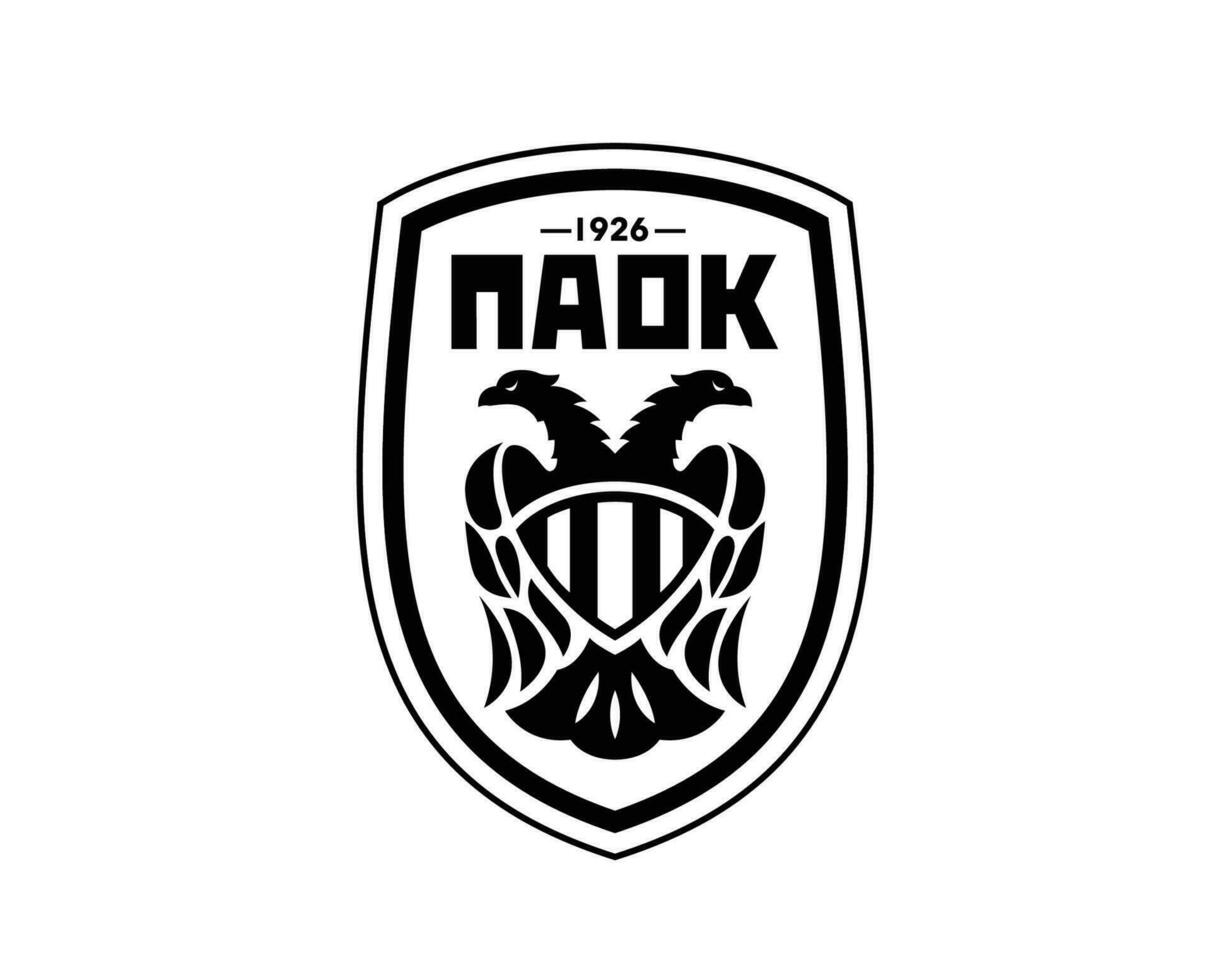 paok thessaloniki klubb symbol logotyp svart grekland liga fotboll abstrakt design vektor illustration