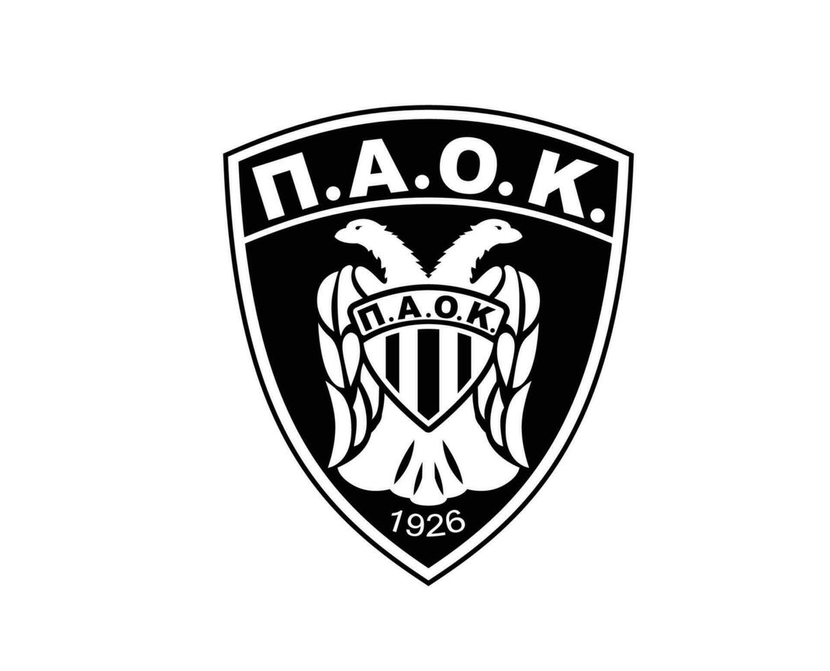 paok thessaloniki klubb logotyp symbol svart grekland liga fotboll abstrakt design vektor illustration