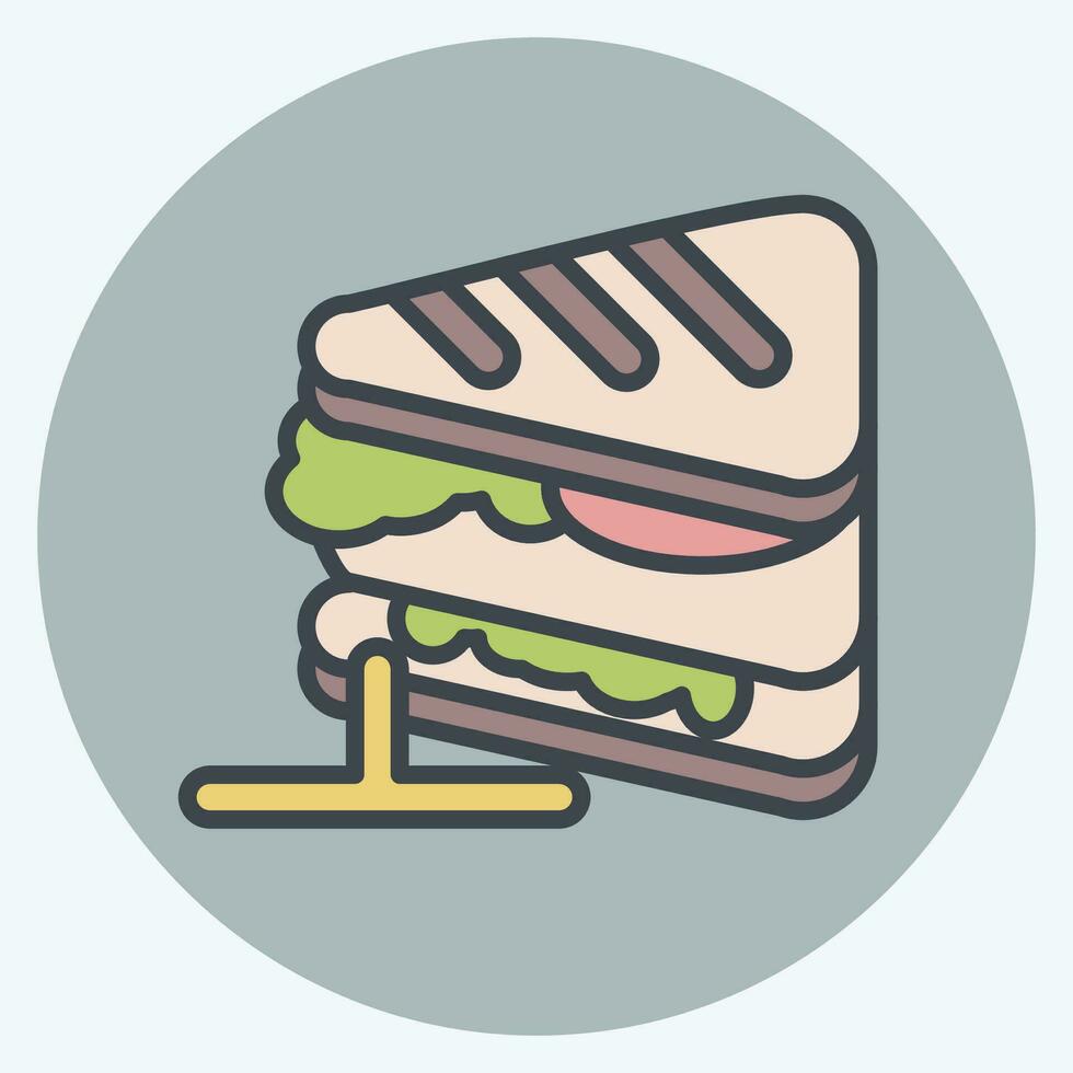 ikon smörgås. relaterad till frukost symbol. Färg para stil. enkel design redigerbar. enkel illustration vektor