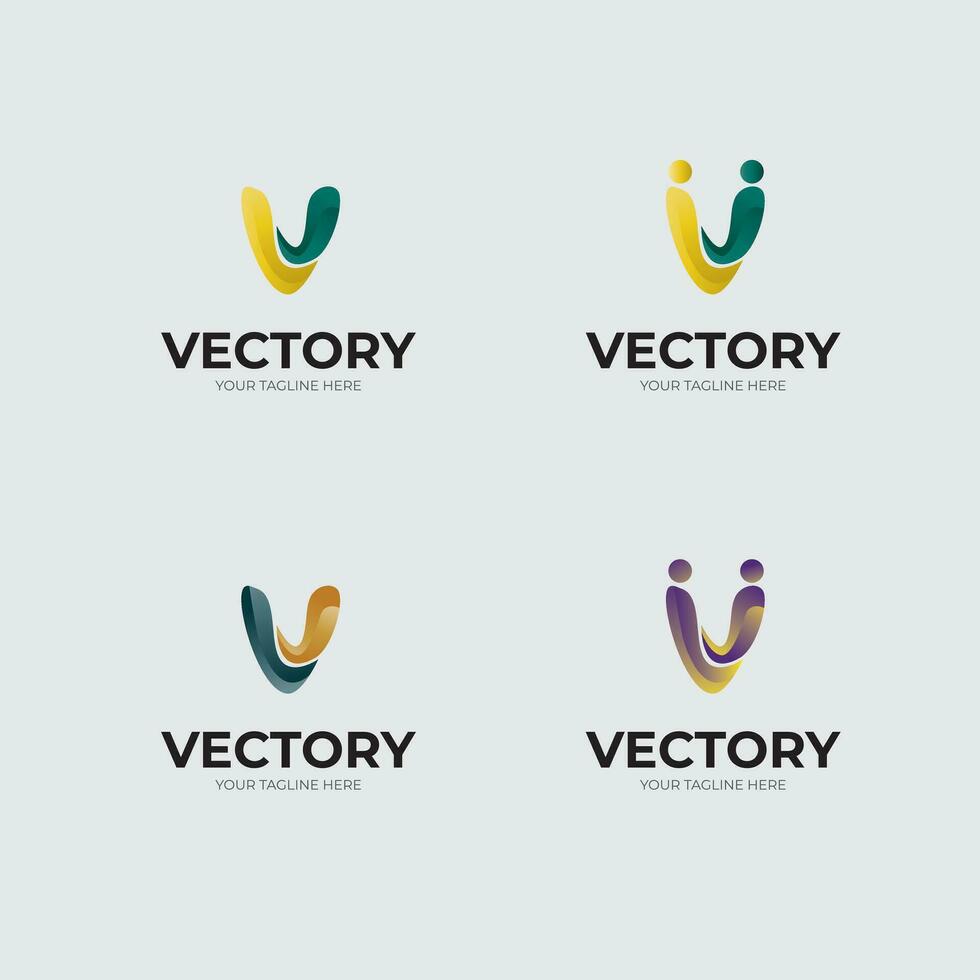 v brev abstrakt slät Vinka logotyp vektor
