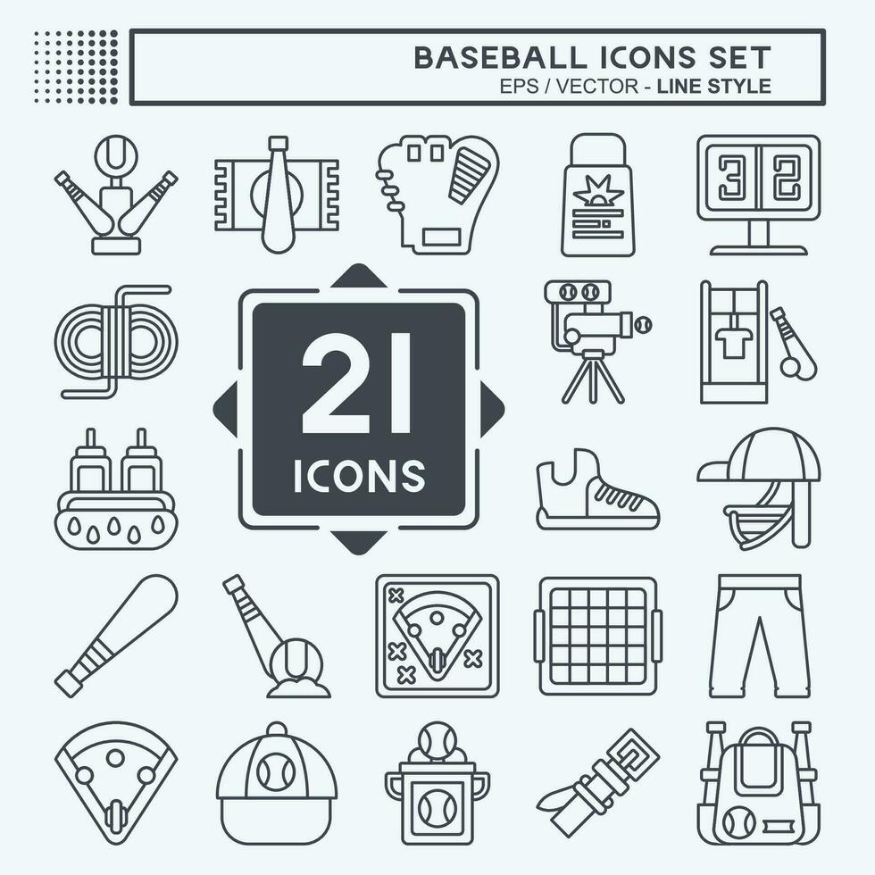 ikon uppsättning baseboll. relaterad till sport symbol. linje stil. enkel design redigerbar. enkel illustration vektor