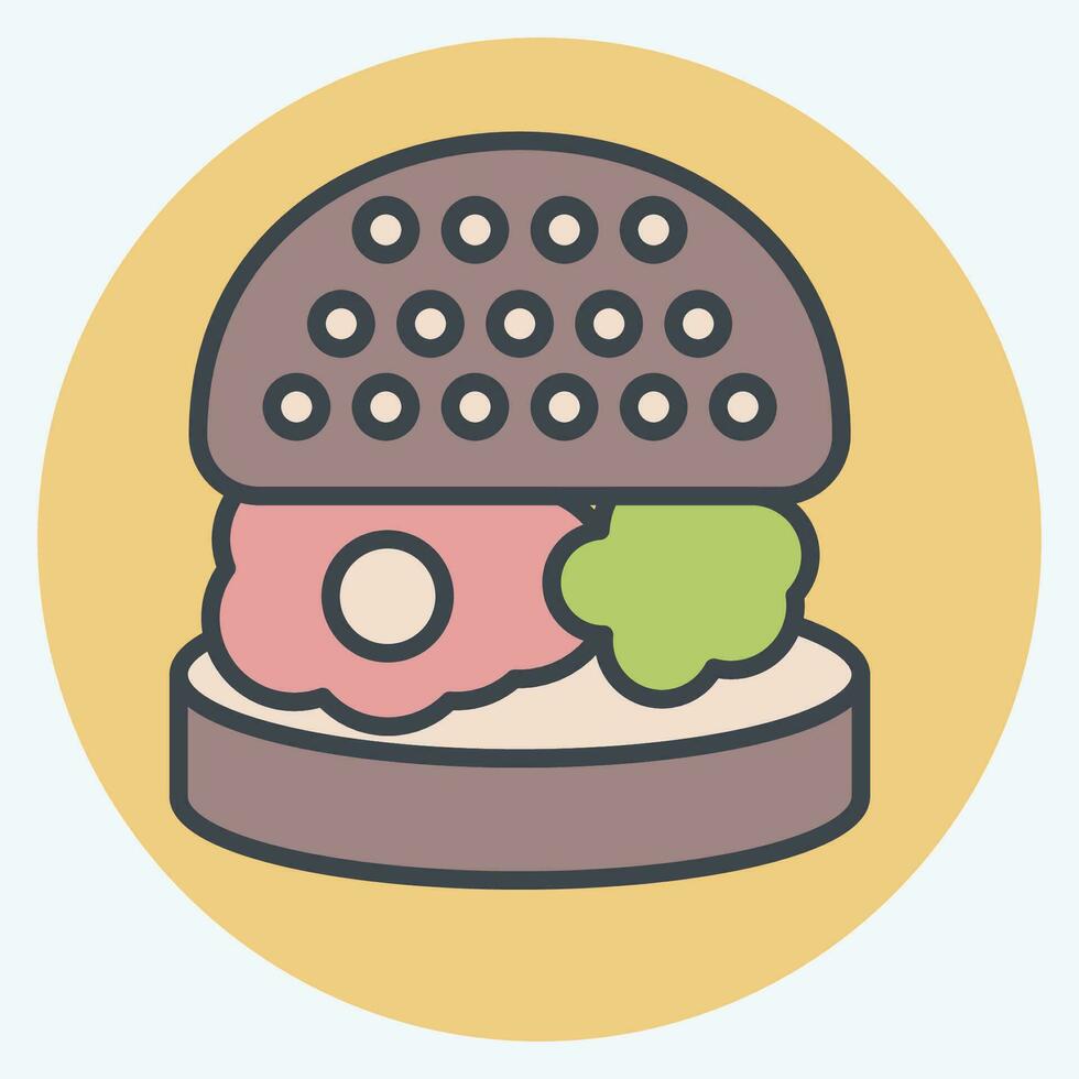 Symbol Hamburger. verbunden zu Frühstück Symbol. Farbe Kamerad Stil. einfach Design editierbar. einfach Illustration vektor