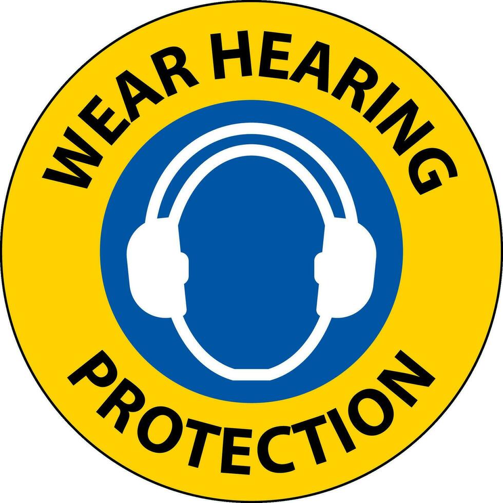 Vorsicht tragen Gehörschutz auf transparentem Hintergrund vektor