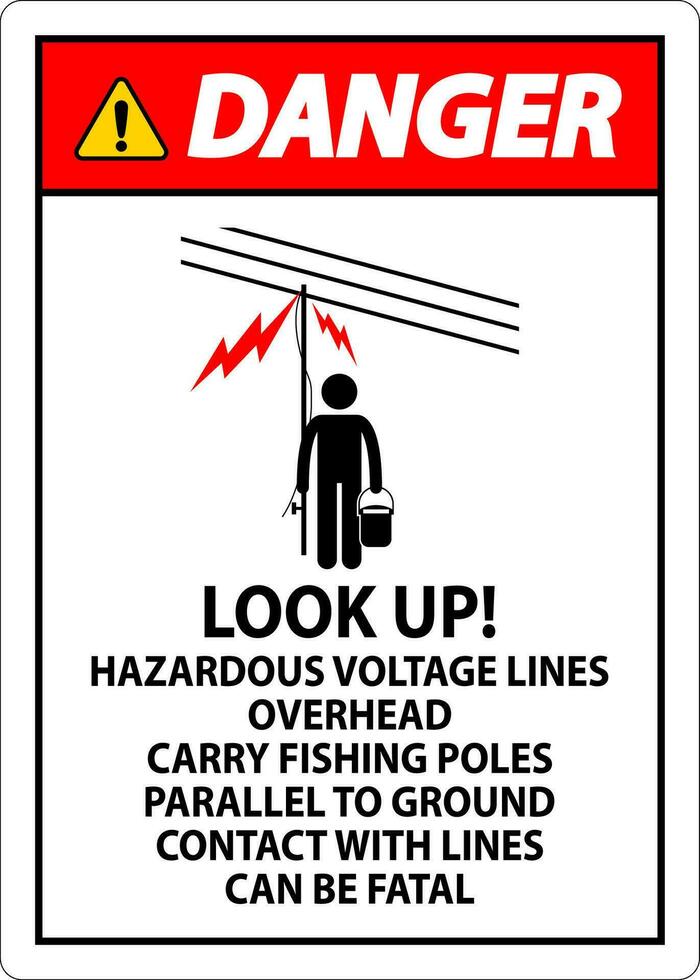 Achtung Zeichen aussehen oben gefährlich Stromspannung Linien Overhead vektor