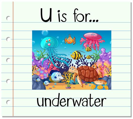 Der Flashcard-Buchstabe U ist für Unterwasser vektor