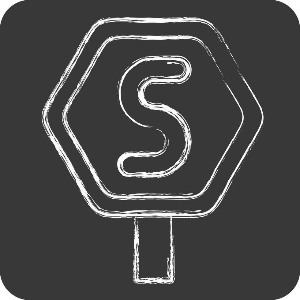 Symbol stoppen. verbunden zu Straße Zeichen Symbol. Kreide Stil. einfach Design editierbar. einfach Illustration vektor