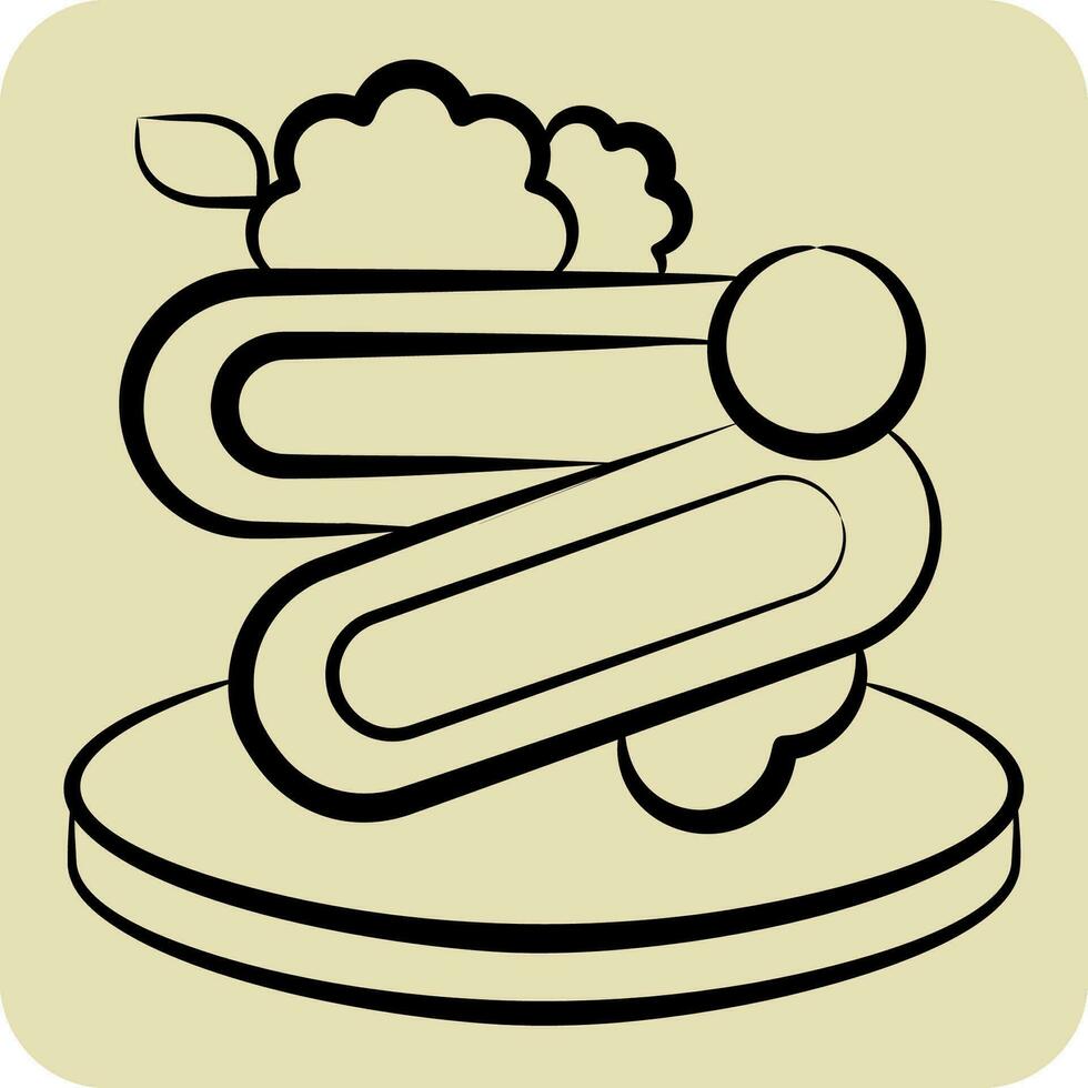 ikon spaghetti. relaterad till frukost symbol. hand dragen stil. enkel design redigerbar. enkel illustration vektor