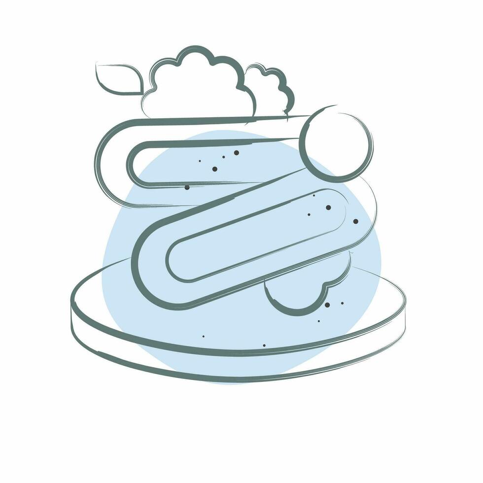 ikon spaghetti. relaterad till frukost symbol. Färg fläck stil. enkel design redigerbar. enkel illustration vektor