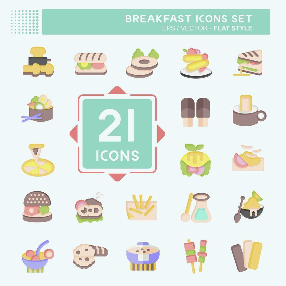 ikon uppsättning frukost. relaterad till mat, diner symbol. platt stil. enkel design redigerbar. enkel illustration vektor