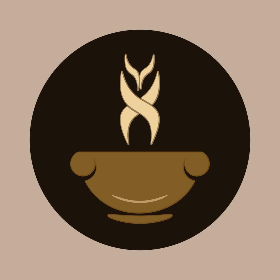 Kaffee. Banner zum Cafe, Restaurant, Kaffee Träume Thema. Kaffee Tasse Symbol im das Linie Stil. Vektor Illustration auf ein braun Hintergrund