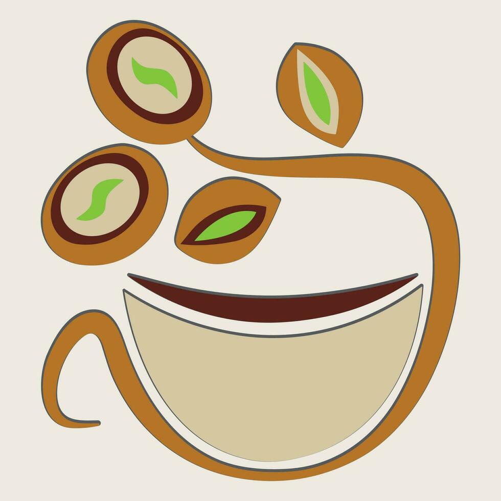 Kaffee. Banner zum Cafe, Restaurant, Kaffee Träume Thema. Kaffee Tasse Symbol im das Linie Stil. Vektor Illustration auf ein braun Hintergrund