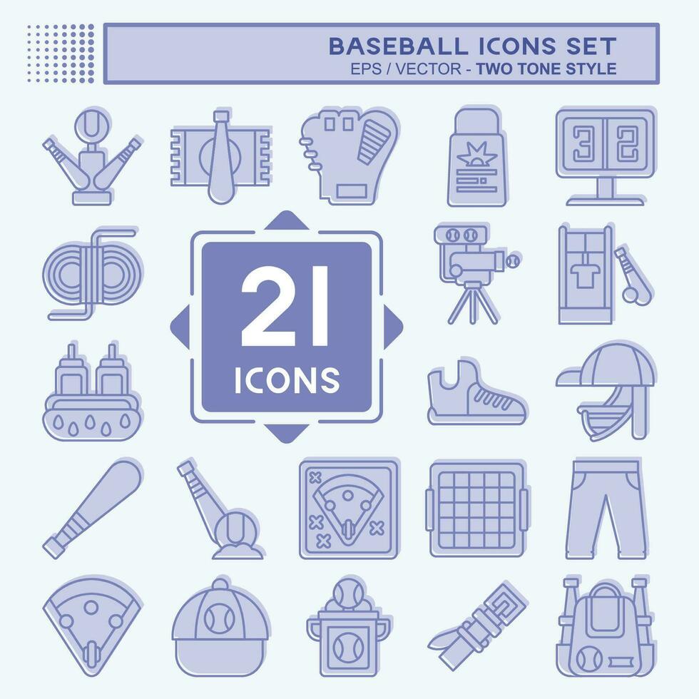 ikon uppsättning baseboll. relaterad till sport symbol. två tona stil. enkel design redigerbar. enkel illustration vektor