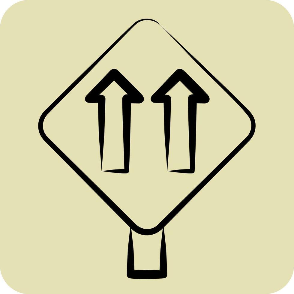 ikon ett sätt trafik. relaterad till väg tecken symbol. hand dragen stil. enkel design redigerbar. enkel illustration vektor
