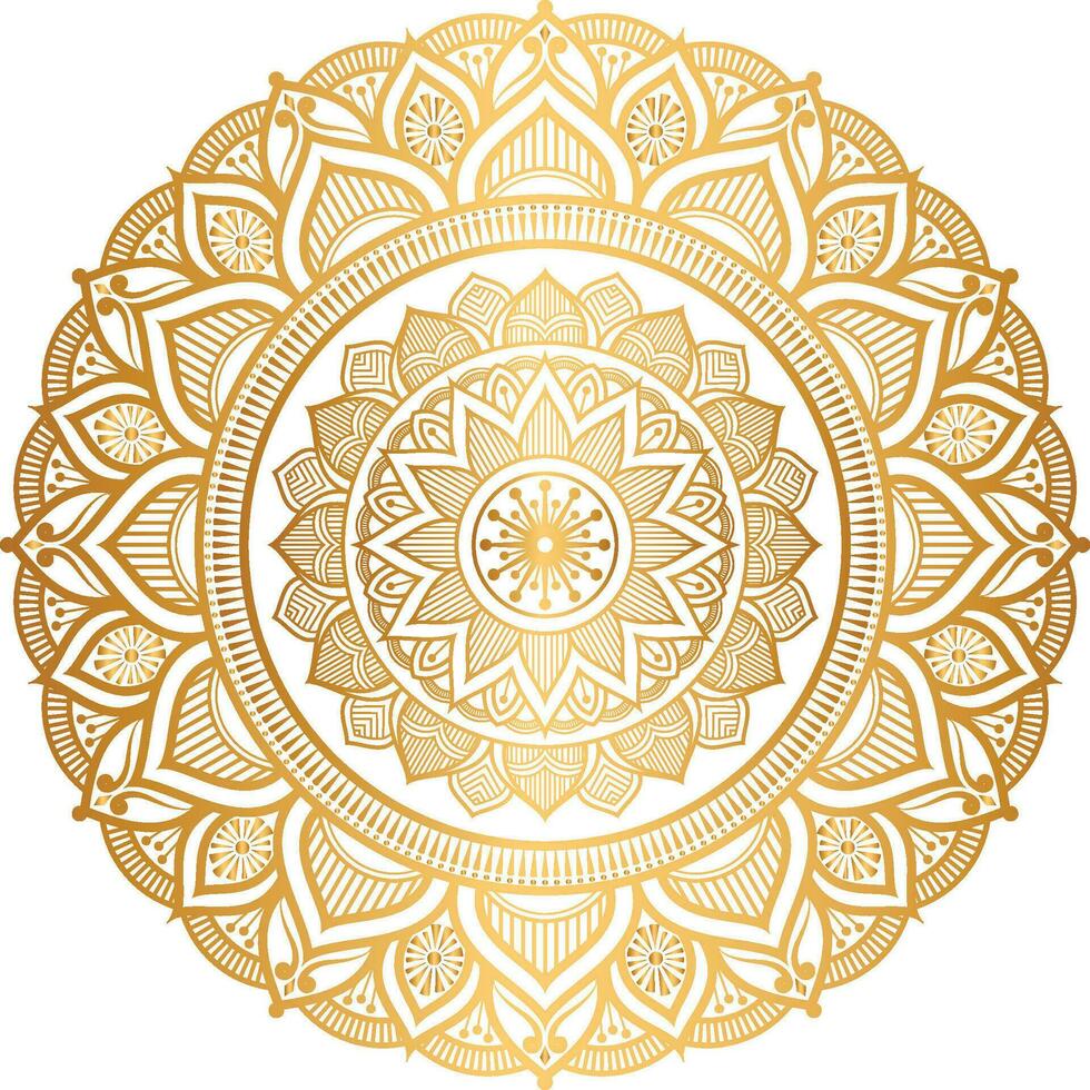 Luxus Zier Mandala Design transparent Hintergrund im Gold Farbe vektor