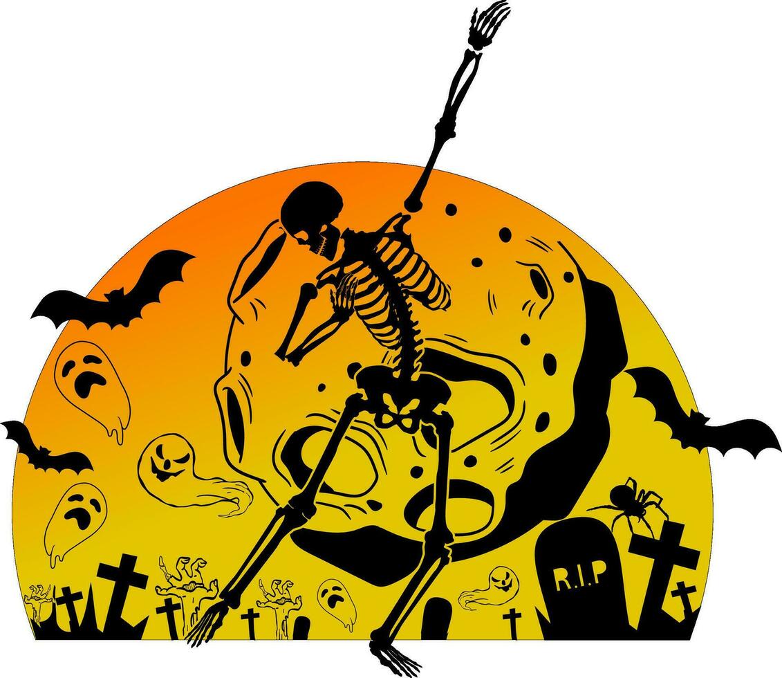 halloween dabbing spöke skelett , dabbing skelett silhuett, fladdermus ,höst , spöke ,häxa ,spöke pojke, duttar vektor