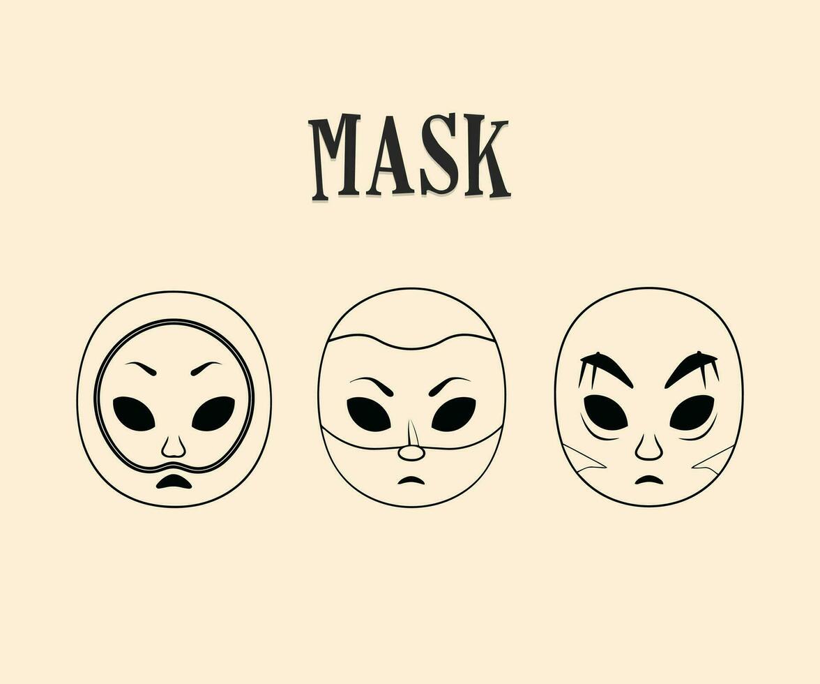 Skräck tecken masker vektor illustration