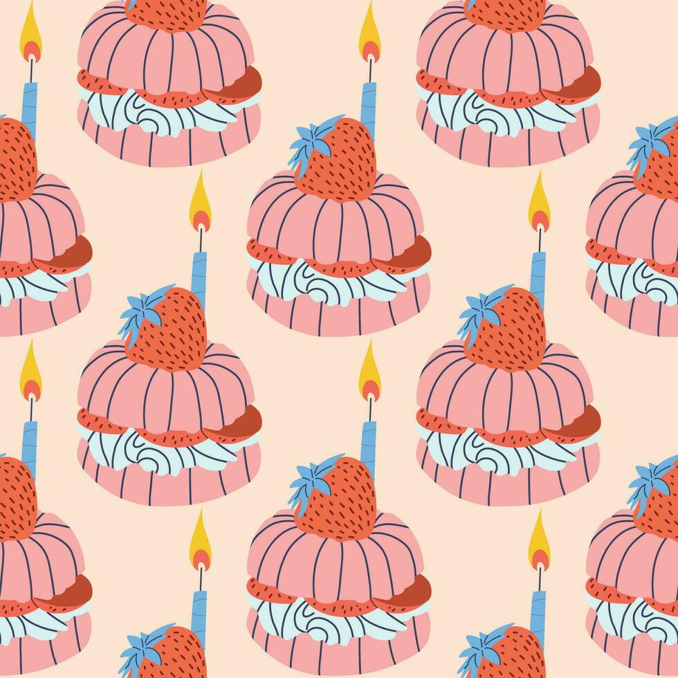 muffin med ljus mönster sömlös mönster vektor illustration. cupcakes, muffin mönster sömlös bakgrund, mönster för textil, tyg, omslag papper, tapet, förpackning.