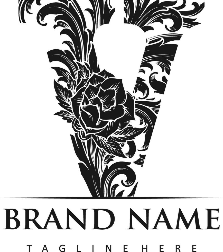 Luxus Jahrgang v Monogramm Logo klassisch Stil Gliederung Vektor Abbildungen zum Ihre Arbeit Logo, Fan-Shop T-Shirt, Aufkleber und Etikette Entwürfe, Poster, Gruß Karten Werbung Geschäft Unternehmen