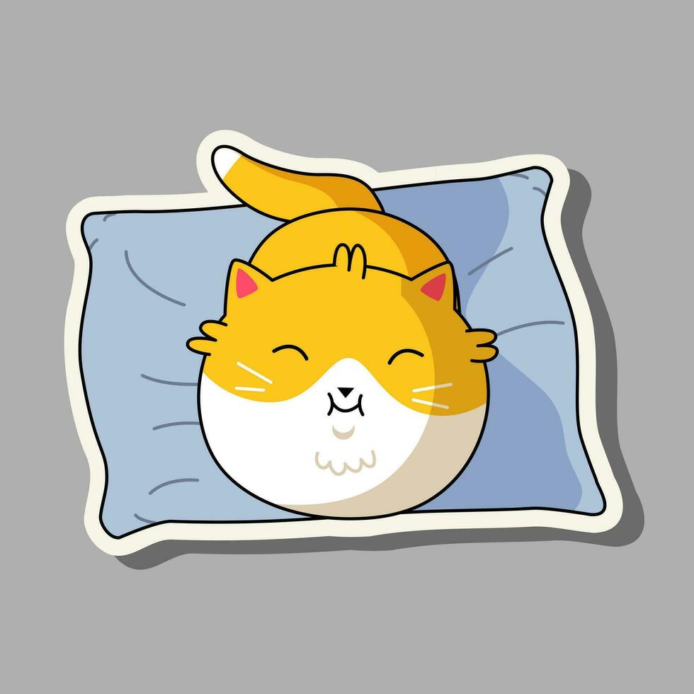 süß Katze im kawaii Stil. Karikatur das Katze ist Schlafen. Vektor Illustration Katze.