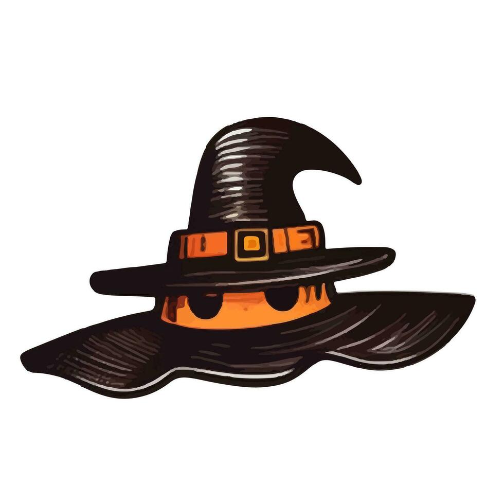 halloween element hatt. hand dragen vektor illustration. perfekt för scrapbooking, kort, inbjudan, affisch, klistermärke utrustning.