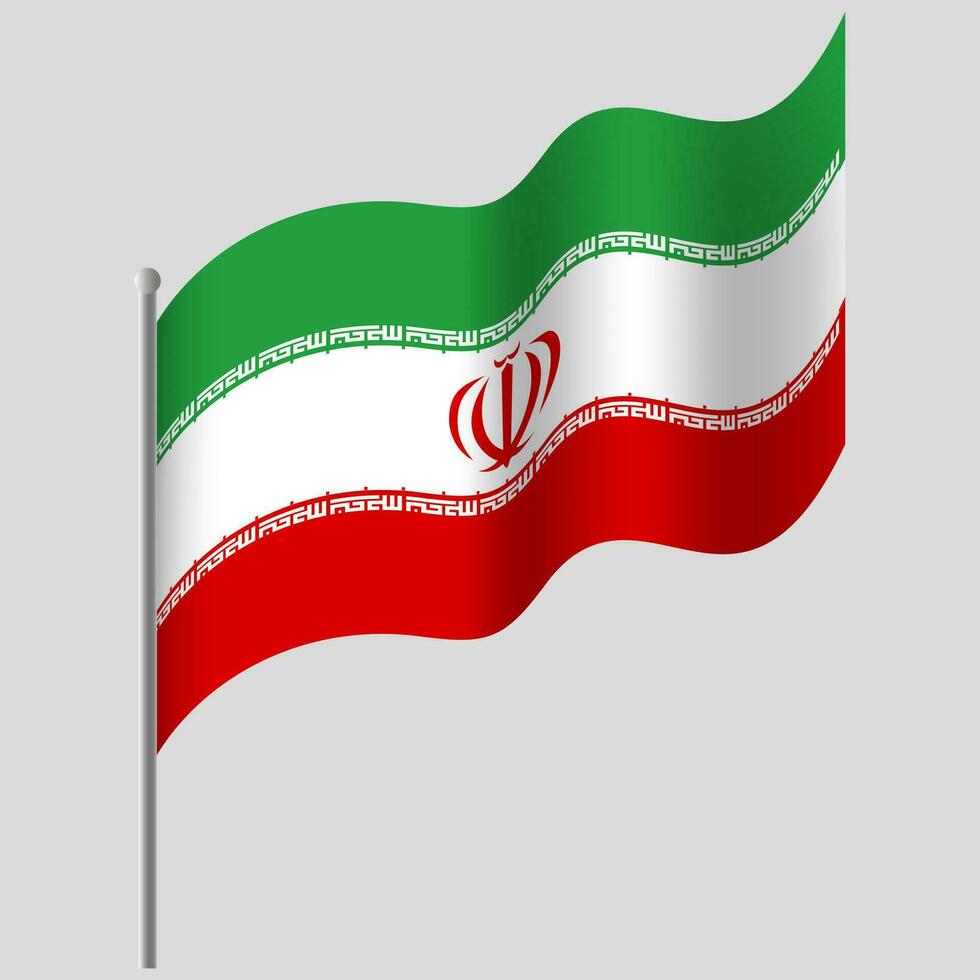 vinkade iran flagga. iranian flagga på flaggstång. vektor emblem av iran